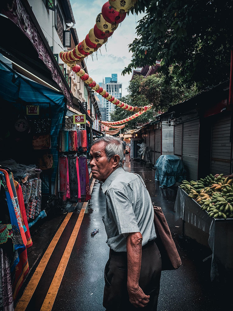 Singapore man in market place