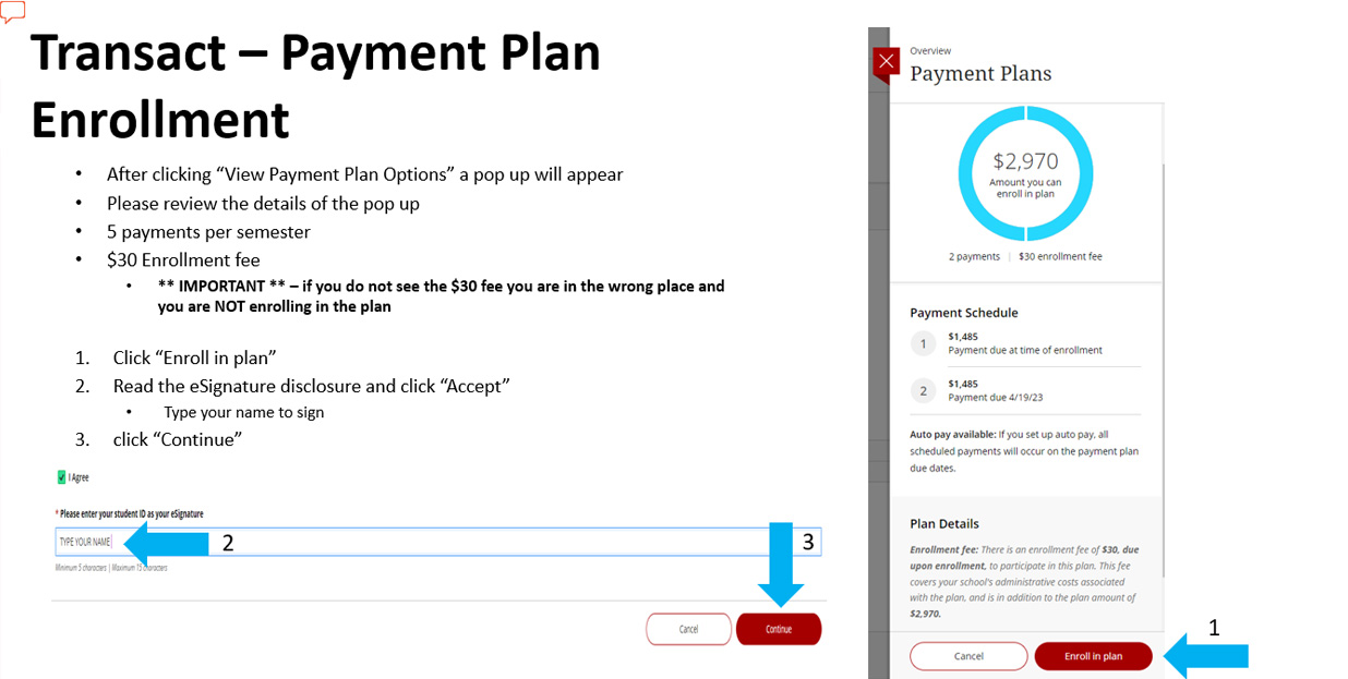 Transact view payment plan options step 2 image