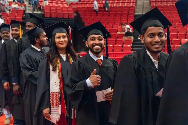 Students in graduation attire