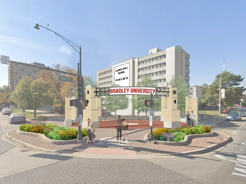 Rendering image of new Bradley University entrance