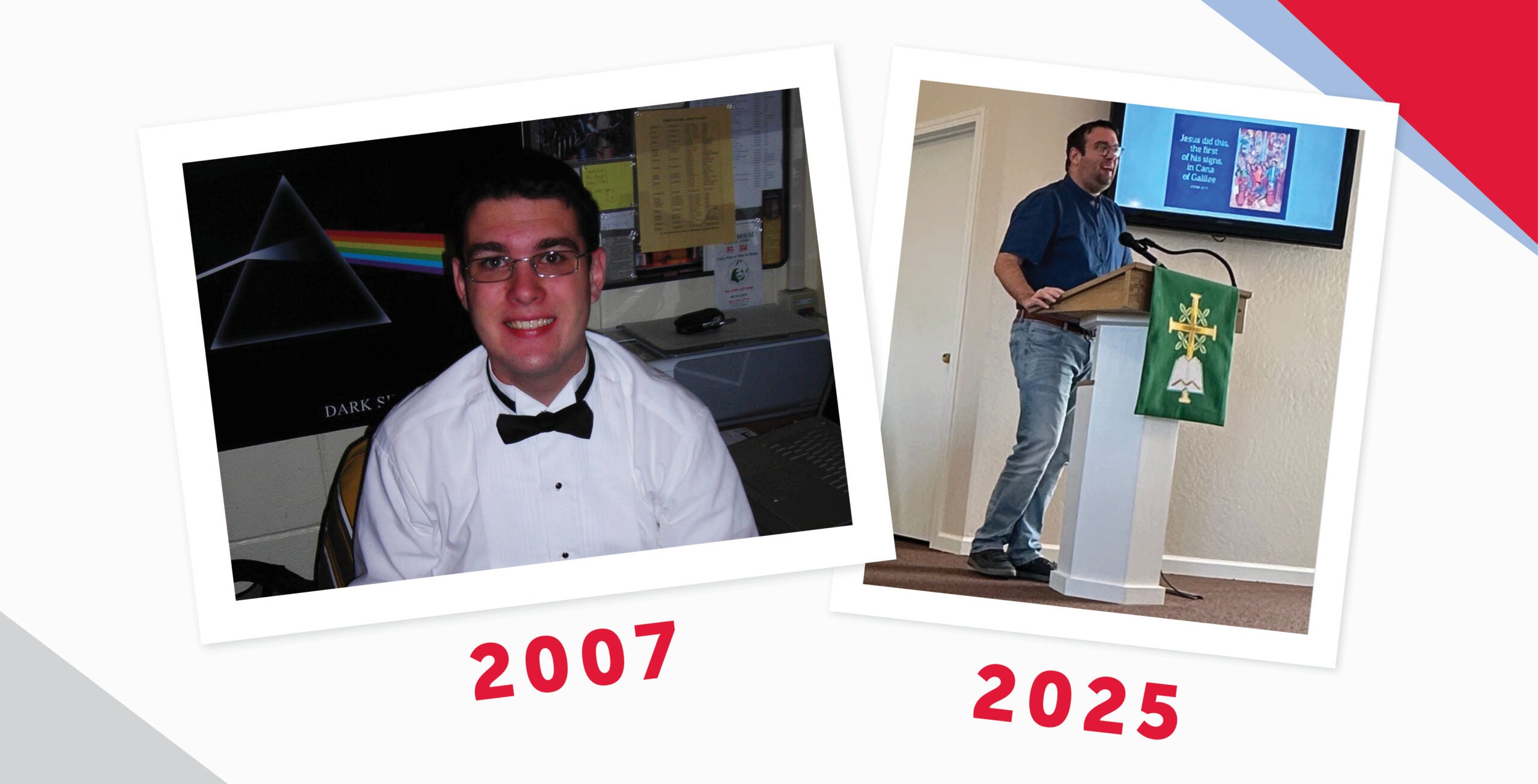 Brach Jennings as a student and now.
