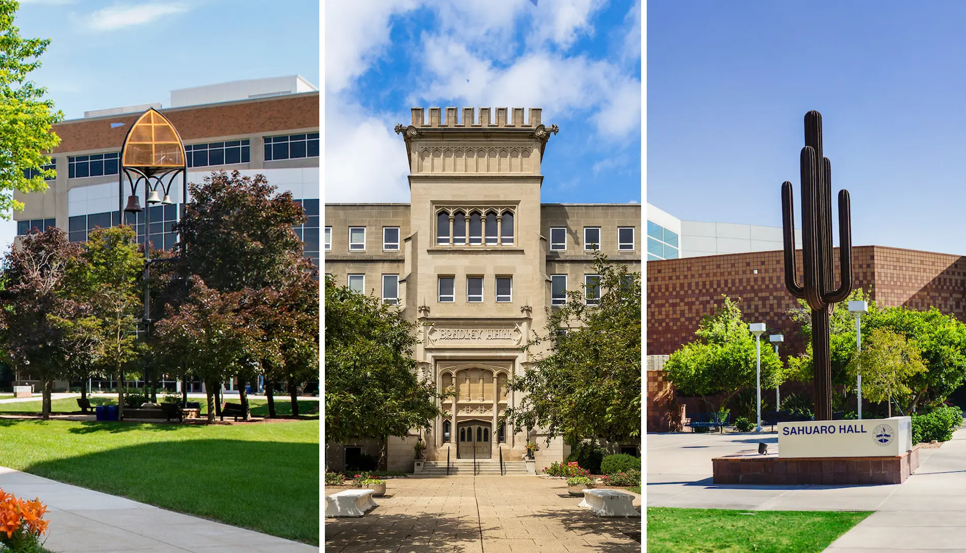 Bradley and Midwestern campus photo collage