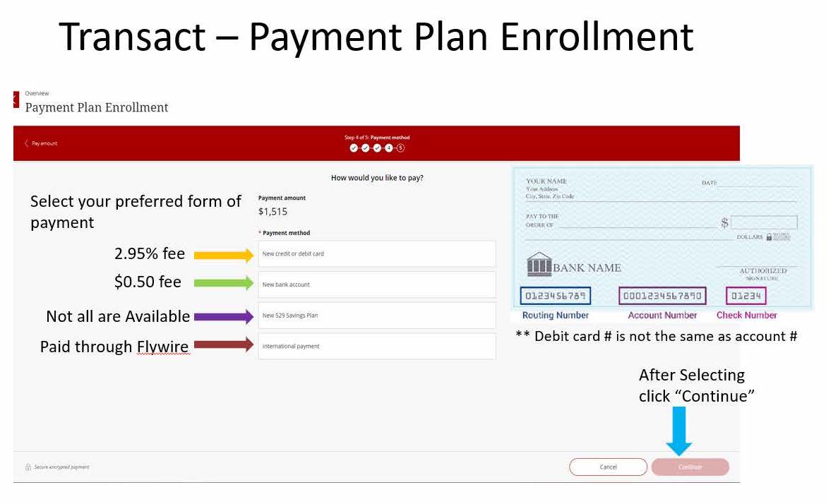 Transact view payment plan options step 3 image